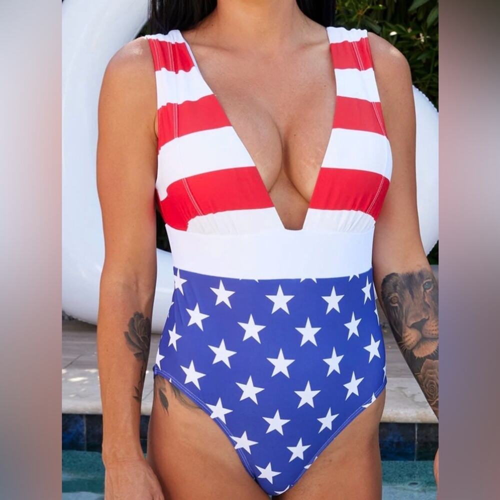Dixxon American flag one piece swimsuit size X large